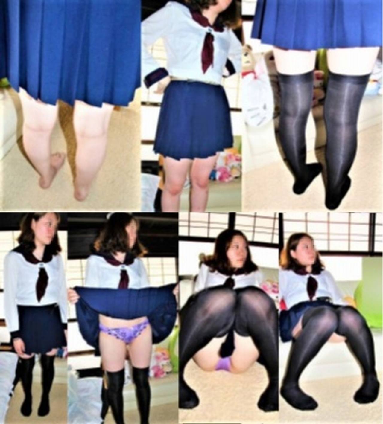 【期間限定販売】素人JD（顔出し）無修正　コスシリーズ　【ミニスカ夏セーラー服紺ソ＆ニーハイでパンチラ＆フェラ編】写真集 Prt2 【ZIPファイルDL OK】 gallery photo 5