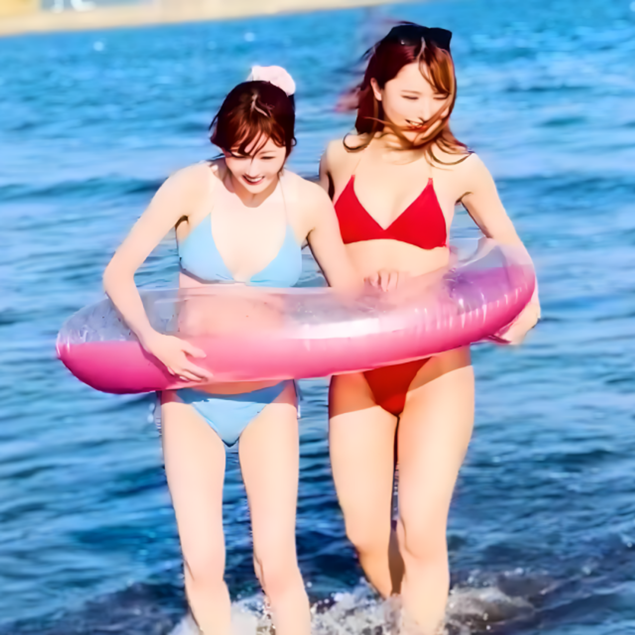海ナンパ第二弾！清楚系＆ギャル系JDの二人組をナンパ☀ 潮吹きまくり！中出しと顔射の2連発です！ gallery photo 2