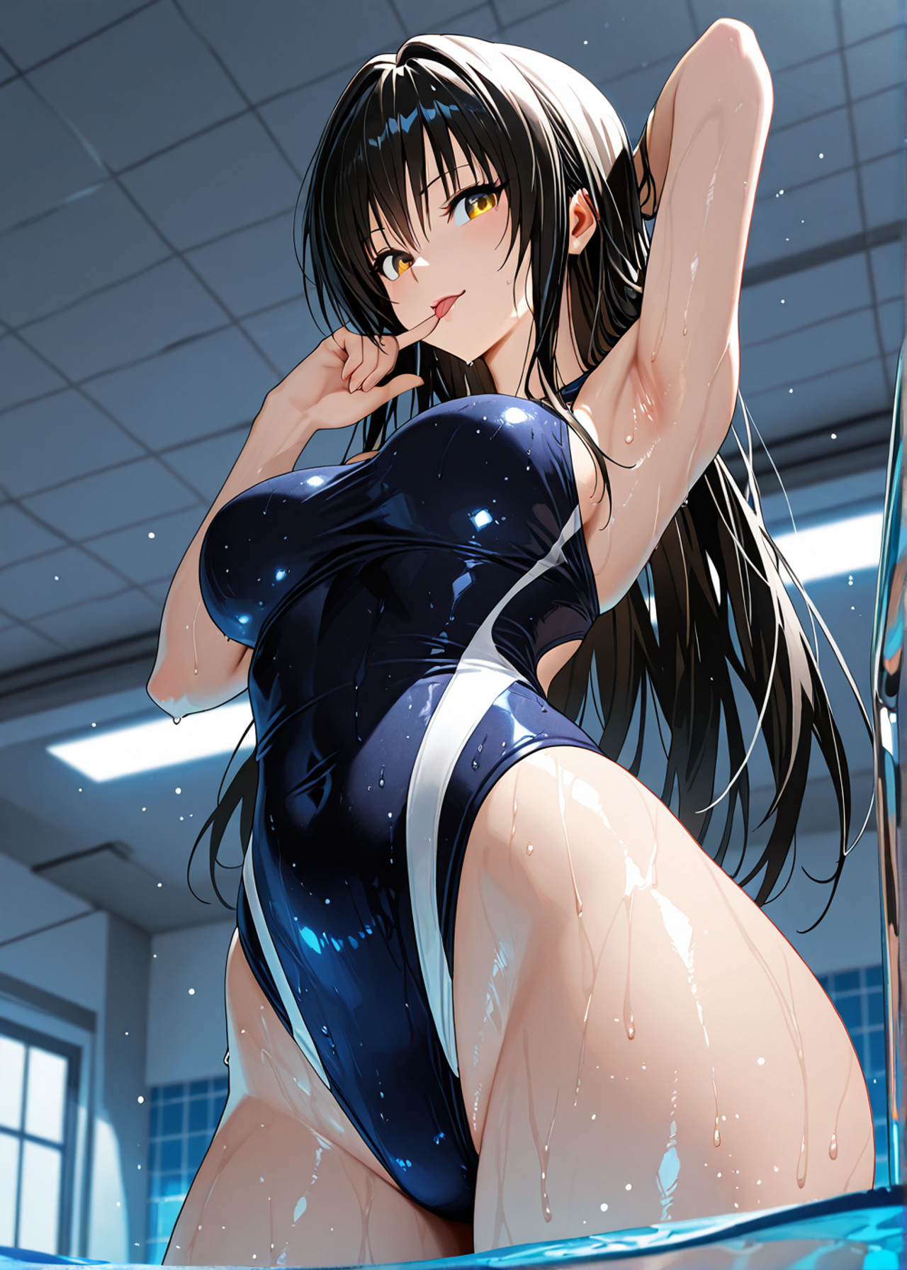 【大人気アニメ】競泳水着美女の挑発視線、屋内プールで繰り広げられる【417P】 gallery photo 4