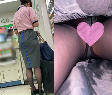 【パンチラ】CAさんの桃尻スカートの中 005