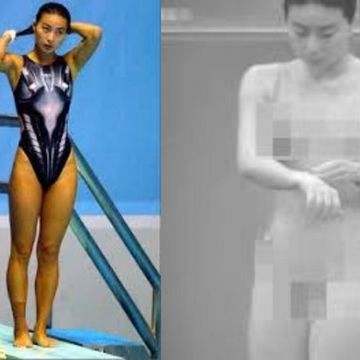 中国の女子飛び込み金メダリスト！赤外線で競泳水着をスケスケにします！