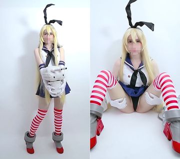 島風コスプレイヤーが写真撮影中にマジ逝きオナニー!