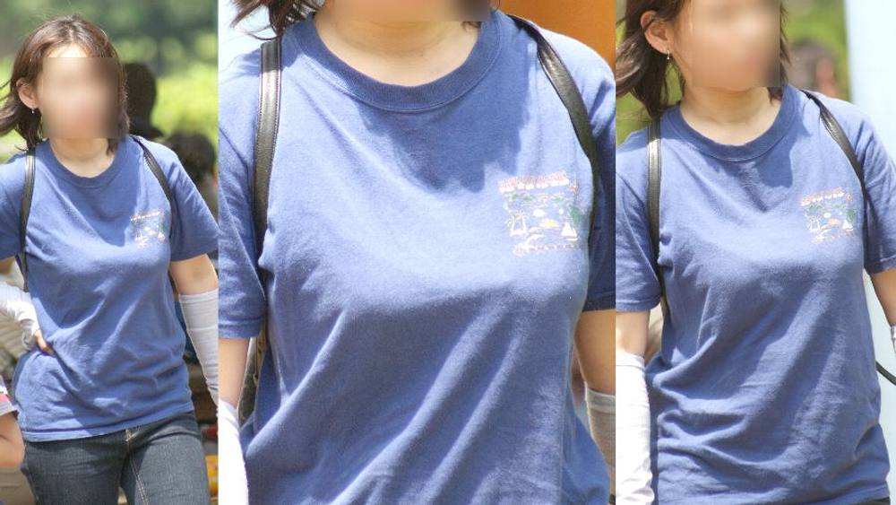 物凄い大きさの爆乳を持つ奥様は恥ずかしいのか大きいサイズのTシャツだけど揺れる爆乳は隠せない!!