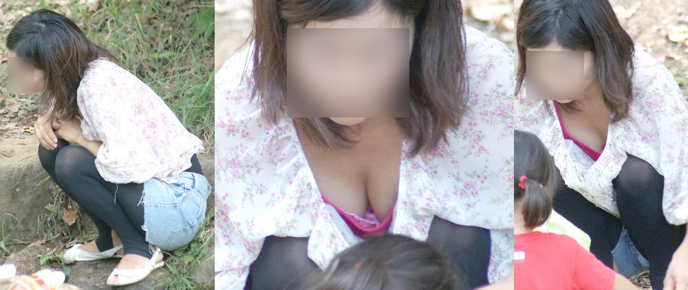 美形の若ママさんは美巨乳の谷間とピンクのブラジャーを胸元から覗かせる!!