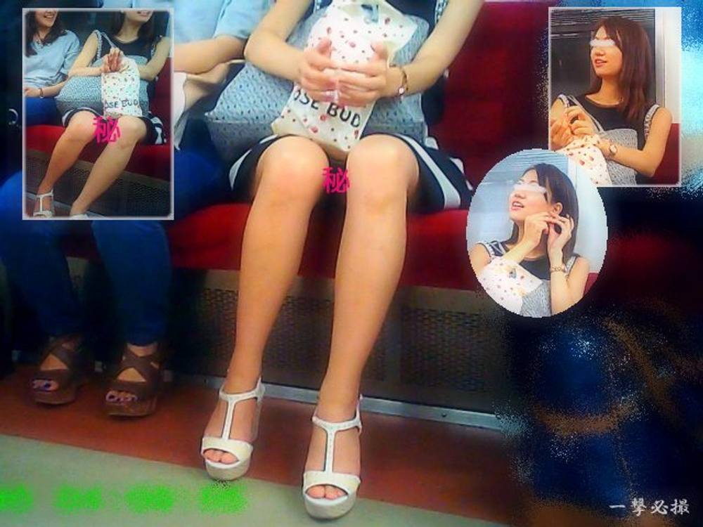 電車内で美人女子大生の見えそうで見えない股間チラリズムを楽しむ