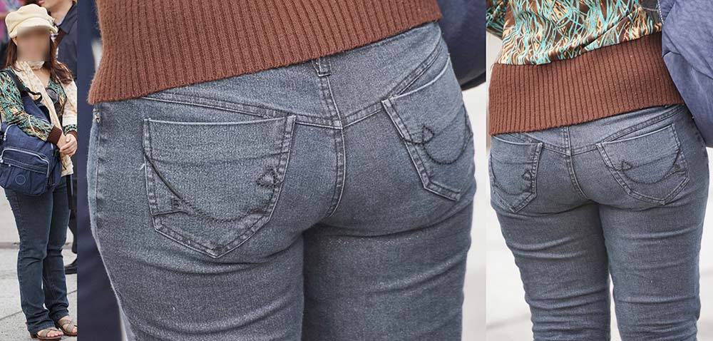 ママさんはジーンズ美巨尻に喰い込んだパンティーのラインをクッキリと浮かび上がらせる!!