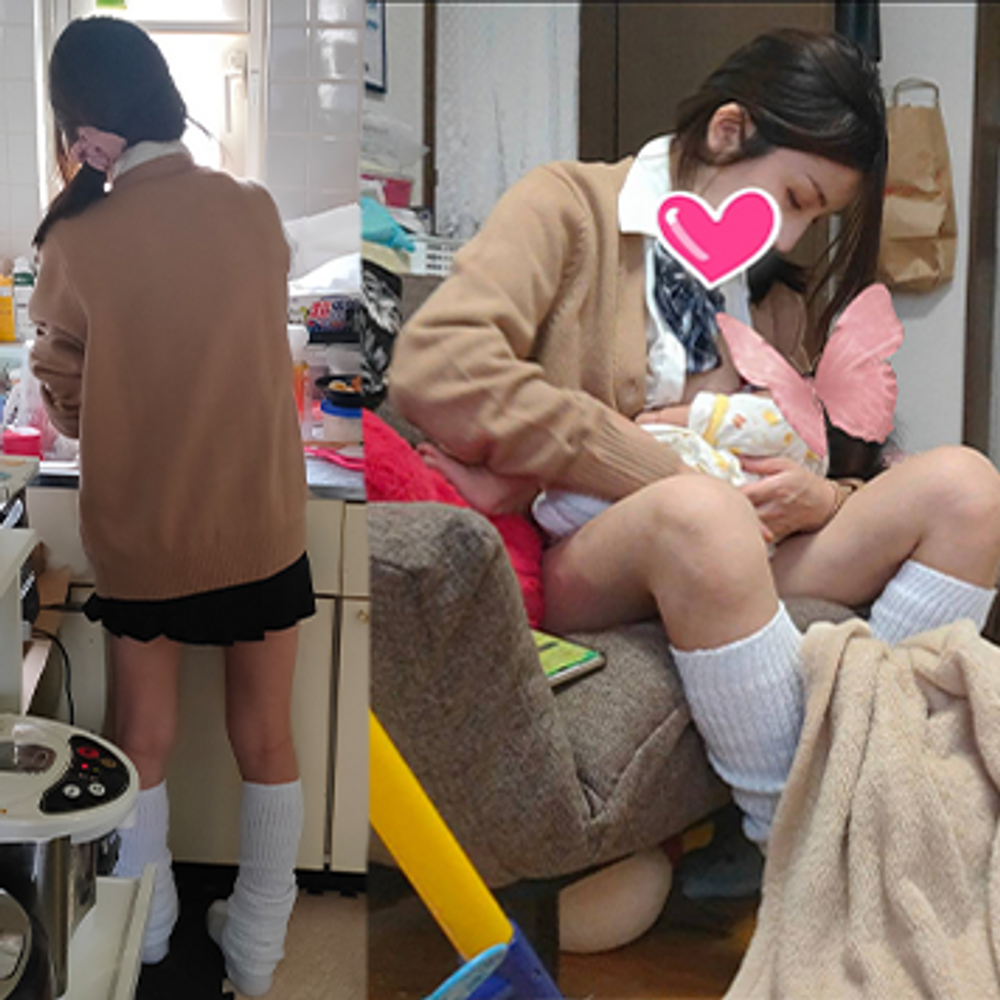 【300人突破記念❤数量限定1000ptOFF!!】❤三児のママ【10年振り】の制服❤包茎ちんこに母乳垂らして鬼頭攻め＆初ぱいずり❤10作目【ルーズソックス編】