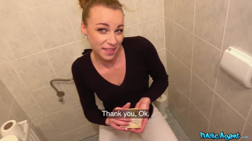 Public Agent - Multiple orgasms in public toilet