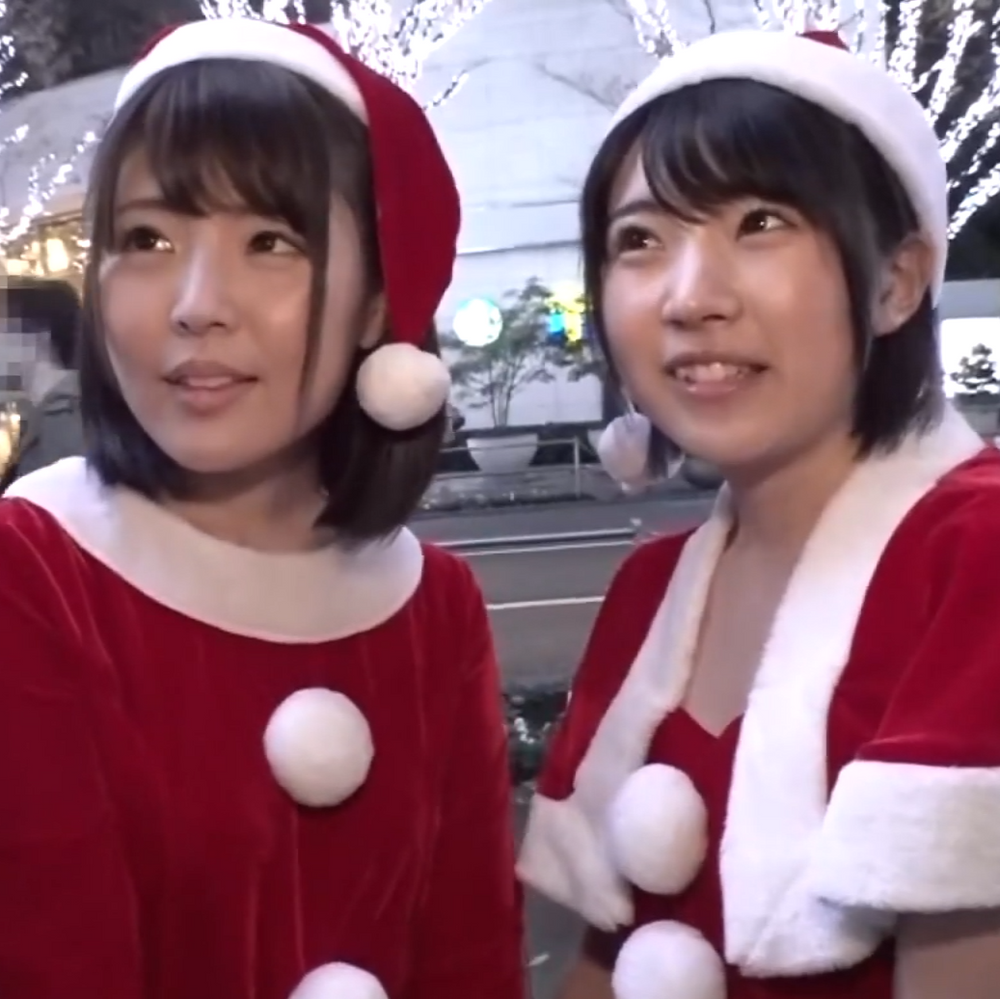 【素人】クリスマスの性なる夜に出会った美女2人とコスプレエッチ！