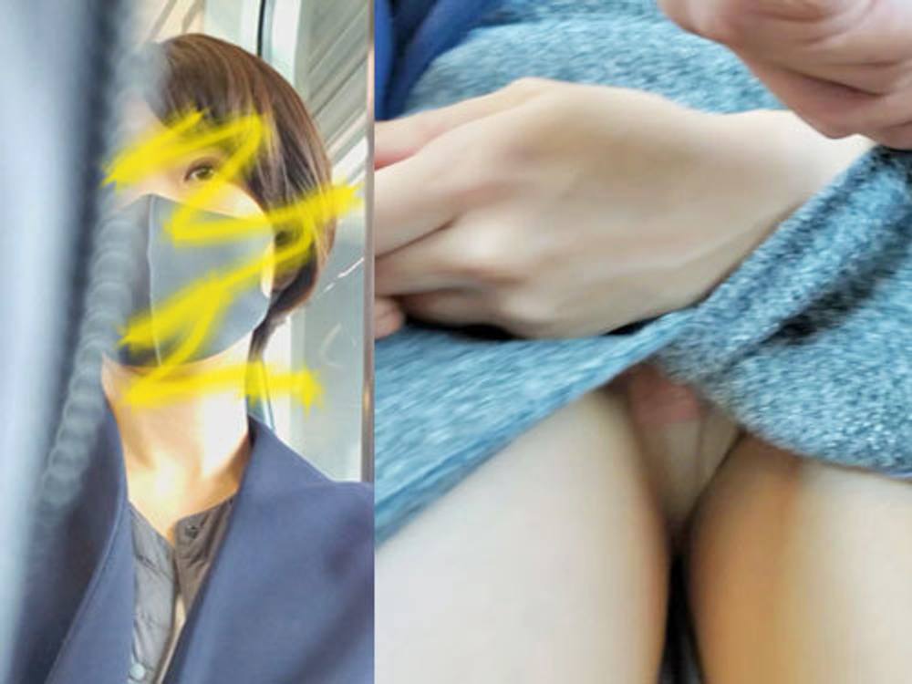 電車内 お休み中の女の子を隠し撮り　3　前スリットスカート　睨まれました