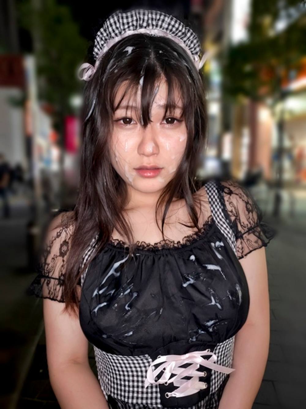 【言いなり美女②】黒髪清楚系ＪＤが喫茶店にてギャグボール姿でバイブ挿入！公開ＳＥＸでザーメン１０発ぶっかけられたメイド服姿のまま夜の街へ…【個撮】