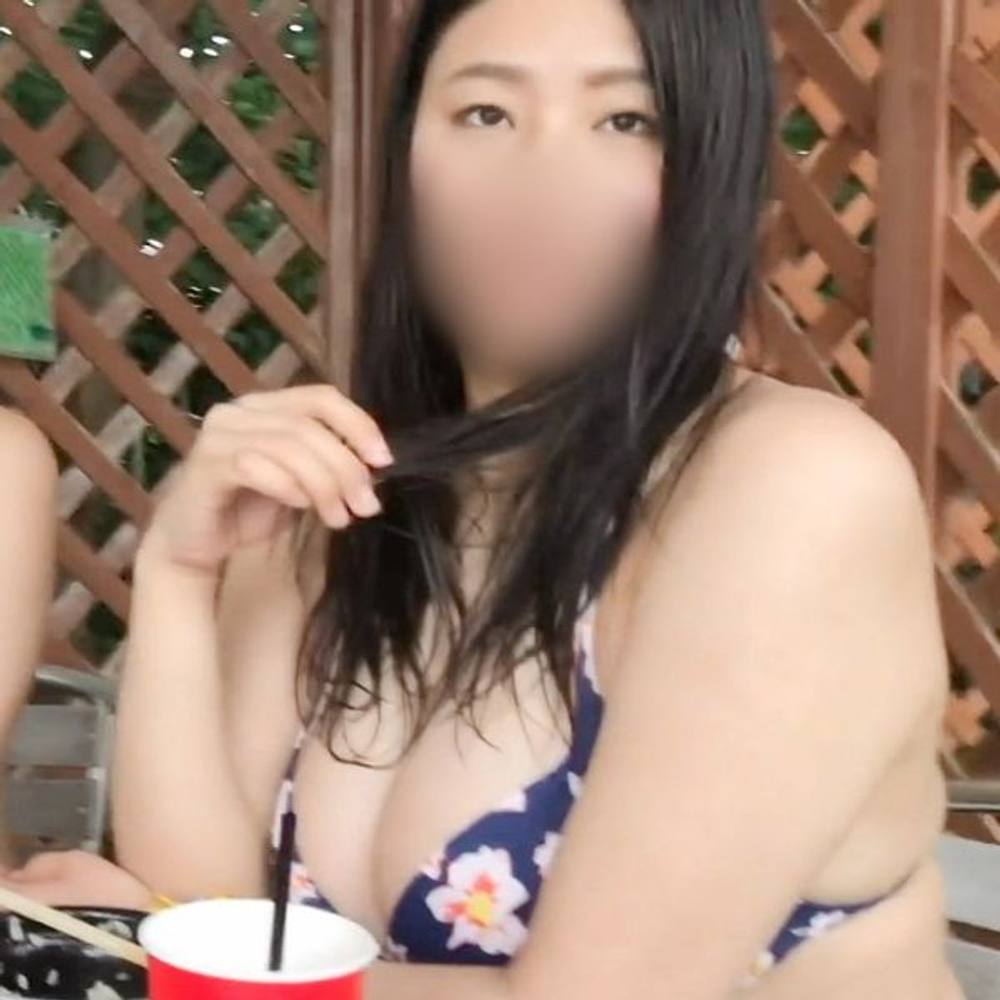 【素人】24歳黒髪ロングの水着ギャルお姉さんをナンパ。むっちりKカップ爆乳プルンっと揺らして淫れるハメ撮りセックス。
