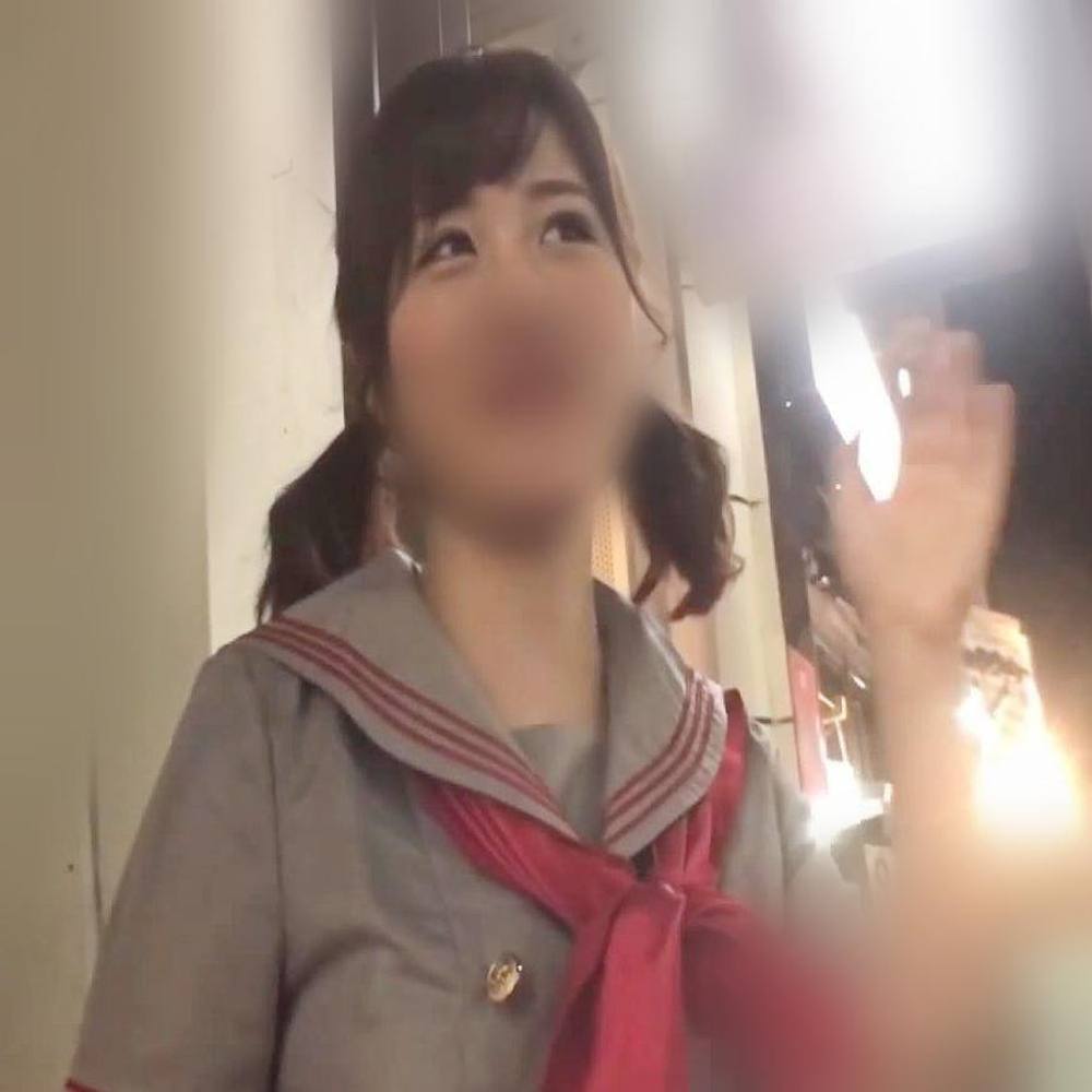 【素人／個撮】20歳茶髪ローツインテの童顔地下ドルちゃん。制服コスのままおち●ぽ快感に淫れる着エロセックス。