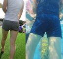 Beautiful wives who are embarrassed by swimsuits eating into plump buttocks ...