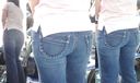 A beautiful wife makes her jeans stretch with a beautiful big ass ...