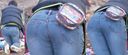 청바지에 싸인 아름다운 엉덩이에 팬티 라인이 얇게 돋보이는 미인 아내! !