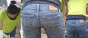 Mikata young mom lets me peek at the dark blue panties from the waist of Patsun's beautiful ass jeans! !!