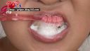 【Tooth brushing fetish】Super close-up photo of Saya Takazawa's tooth brushing gargle
