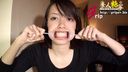 Oral appreciation of Megumi, an amateur girl, wearing a mouth aperture (1 out of 2 silver teeth)