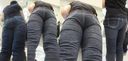 The gentle cute wife has a ridiculously large beautiful butt and jeans pats ...