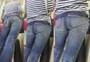 푹신푹신하고 아름다운 엉덩이 청바지를 입은 여동생의 로우 앵글 ... 가랑이 라인이 선명하다...