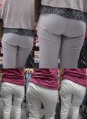 Mothers floating underwear lines in pants that wrap around big buttocks