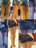 【HD Video】Glossy appearance! 4 super short shorts butt fetish beautiful legs pin heel sister