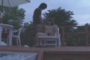 [Amateur personal shooting hidden camera] Men and women flirting on pool benches! Too defenseless! Thick bikini gal!