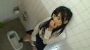 A uniformed girl who masturbates while standing in the toilet and leaks **** with great vigor