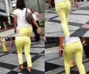 Plump buttocks that show through yellow