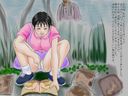 【Erotic picture book】Old man and busty little girl Sex practice on the riverbank