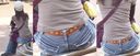 Mom emphasizes and fascinates by stretching jeans that wrap around her shapely beautiful buttocks! !!