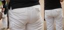 The wife clearly highlights the short girdle line on the beautiful butt of the pants! !!