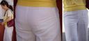 The wife makes white pants and shocking pink panties show through! !!