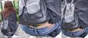 Young mom lets me peek at the steamy green satin panties from the waist of my jeans! !!