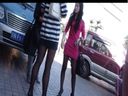 [Limited quantity] City Shooting Beauty 017 "Black Straight Heels / Striped Dress"