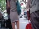 城市射擊美女027“灰色緊身連衣裙身體線”