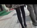 【数量限定】街撮り美女069「豹柄スカート・黒タイツ」