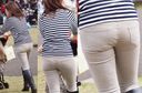 The beautiful buttocks of the refreshing and gentle young wife have a clear panty line.