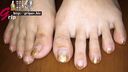촉촉한 반응 아내 리오의 발바닥과 발가락이 긴 23cm집게 손가락을 접사