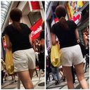 Thin transparent white shorts butt