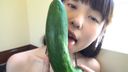 Extremely rare! Ryoko Chan's huge cucumber licking in a very small bikini