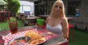 Gonzo sex by fishing for money for a foreign beauty with a huge breasts erotic body who was doing a waitress