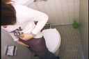 Beauty professional student crazy about masturbation in a public toilet