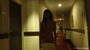 A beautiful woman with slender, beautiful legs, modest and small breasts is exposed naked in the hallway of the hotel! ??
