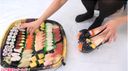 Sushi Crush Stomping on nigiri sushi and Big Mac with high heels