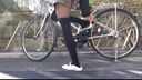 Upper shoe fetish Woman riding a bicycle with her heels stepped on