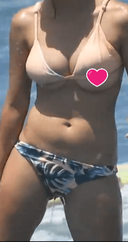 Colossal breasts swimsuit gal areola poroli in surfing! ??