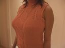 Orange sleeveless knit rie (amateur natural busty girl)