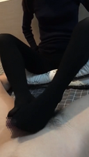 [Uncensored × personal shooting] A must-see for a footjob ♡M man in black tights